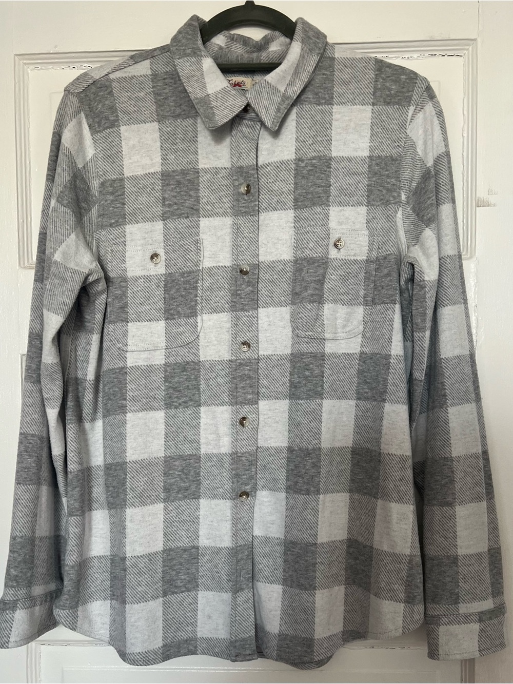 Faherty Women’s Gray and White Buffalo Check Legend Sweater shirt